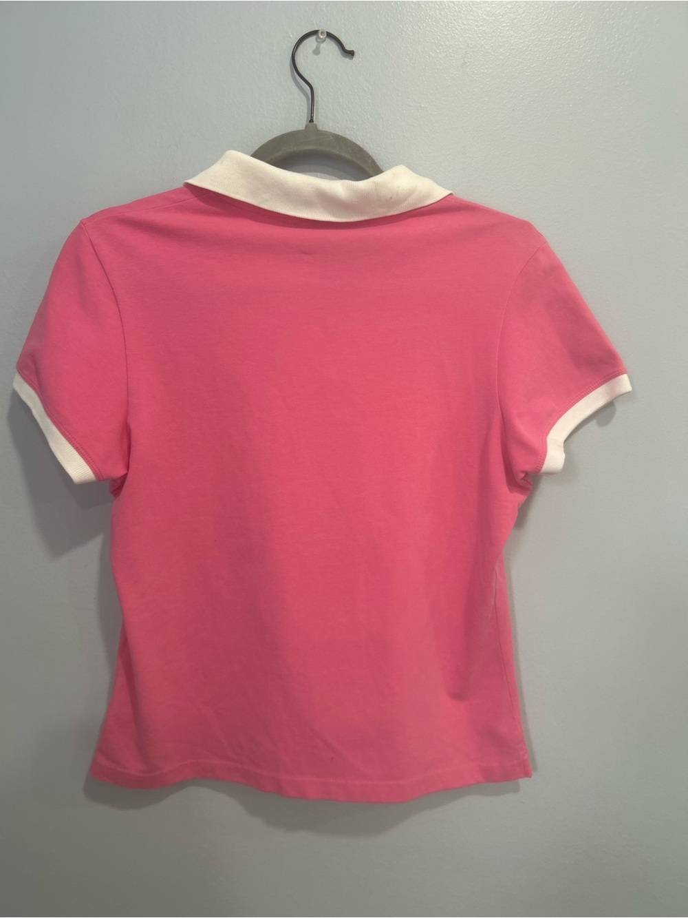 Lilly Pulitzer women sz medium slim Polo Shirt  Country Club Pink Palm Tree Top - Picture 4 of 9